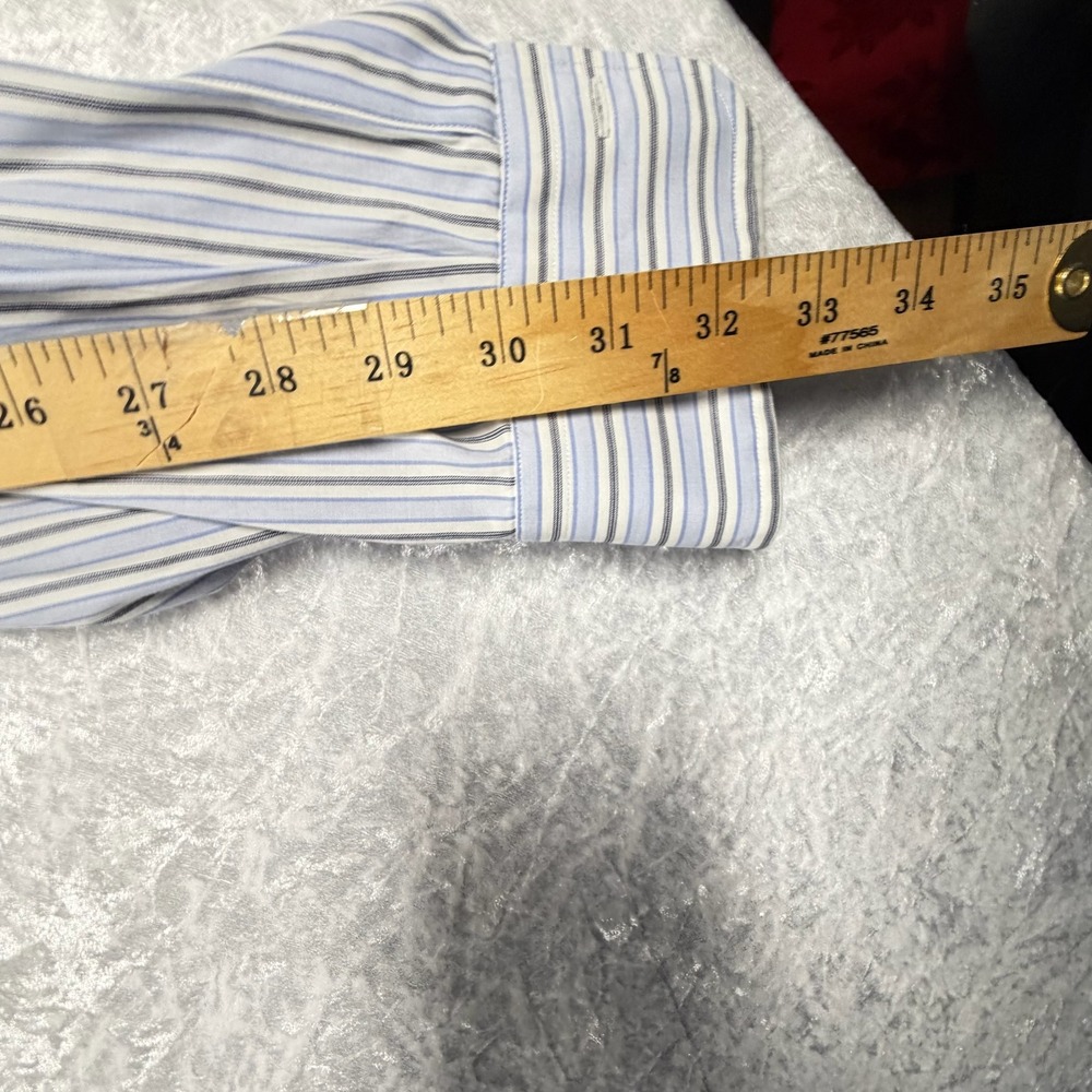 Polo Ralph Lauren Dress Shirt Men's 17 35 Blue White Striped Philip 100s - Picture 9 of 9